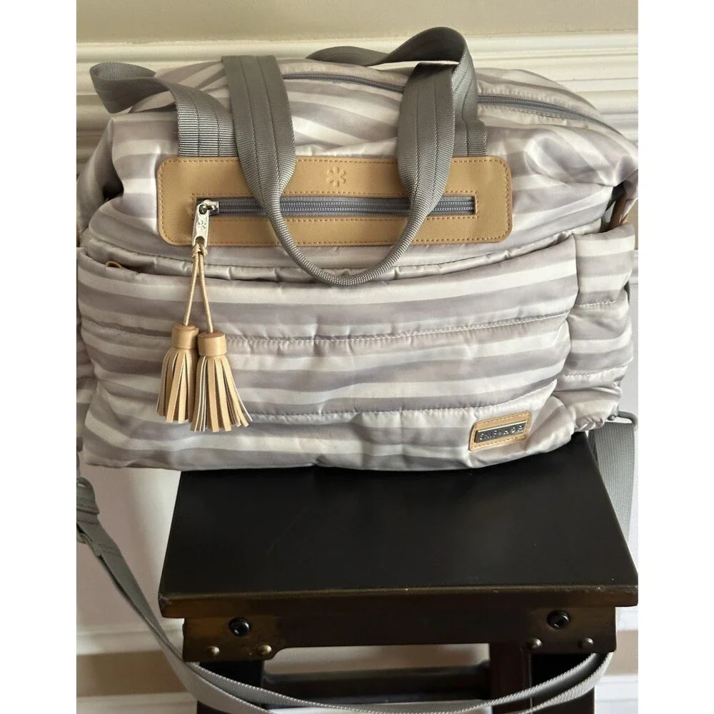 SKIP HOP Riverside Ultra Light Diaper Bag Satchel Oyster Stripe